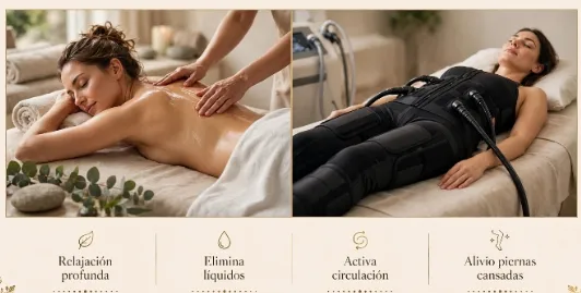 Masaje corporal+presoterapia pierna y abdomen