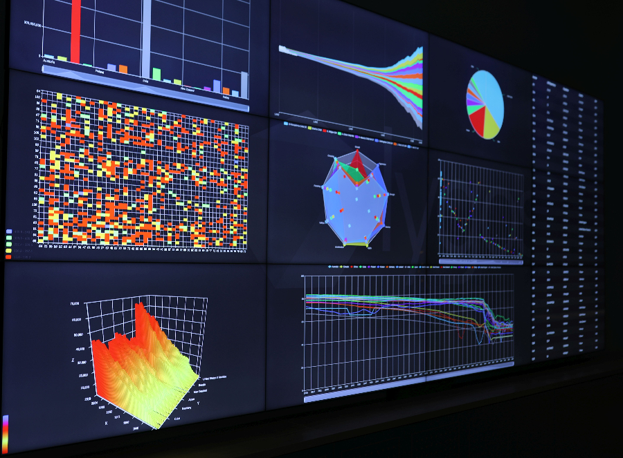 data analytics charts on video walls