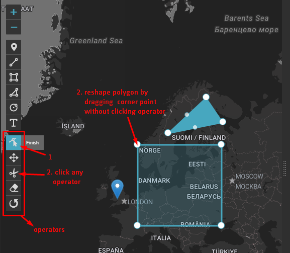 reshape, cut, drag, remove, rotate layers