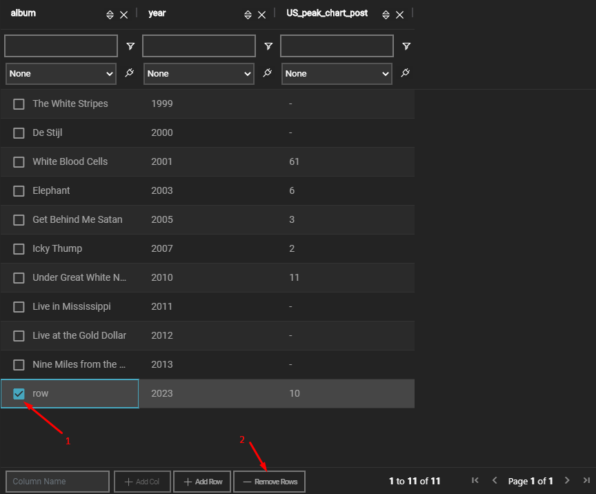 remove rows from spreadsheet