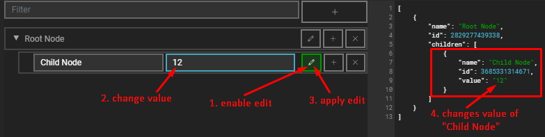 change value of child nodes tree data