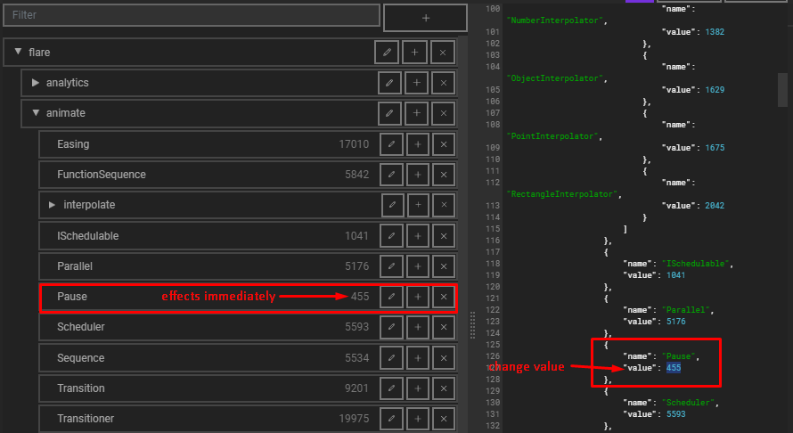 Edit name, value or other fields