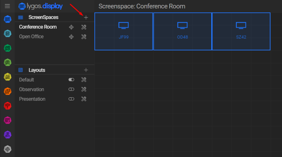 Lygos Display create screenspaces