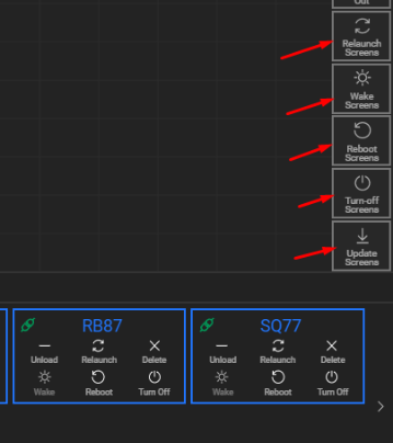 relaunch, wake, reboot, turn-off, update video wall and screens remotely