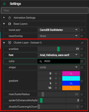 cluster  layer settings