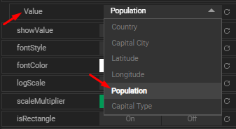 select value dimension for map