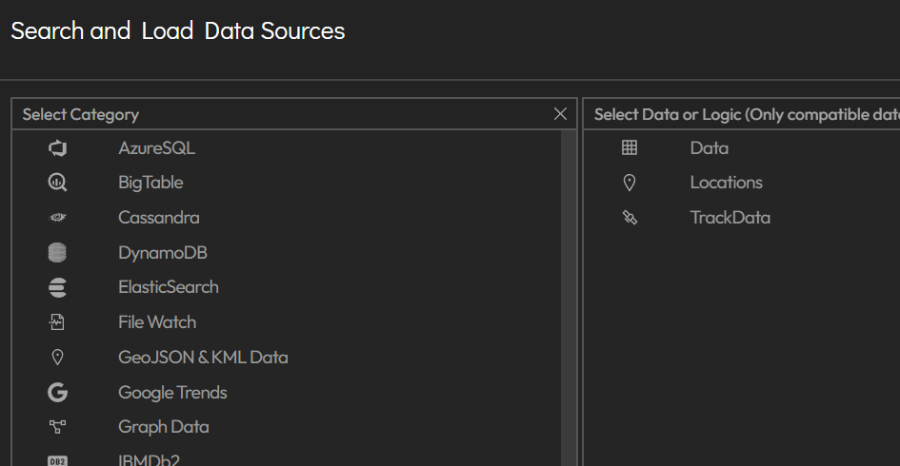 search and load data sources for maps