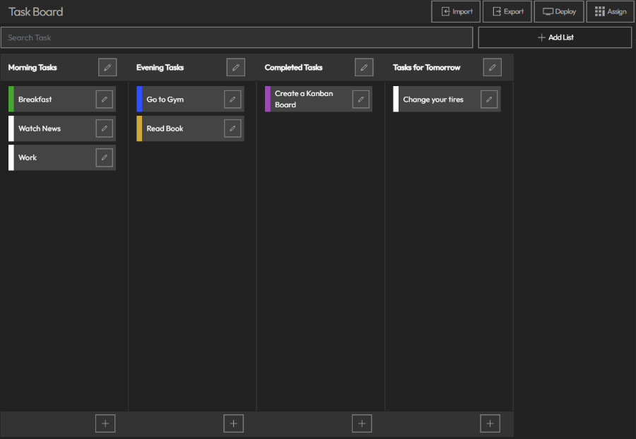 import or create kanban boards