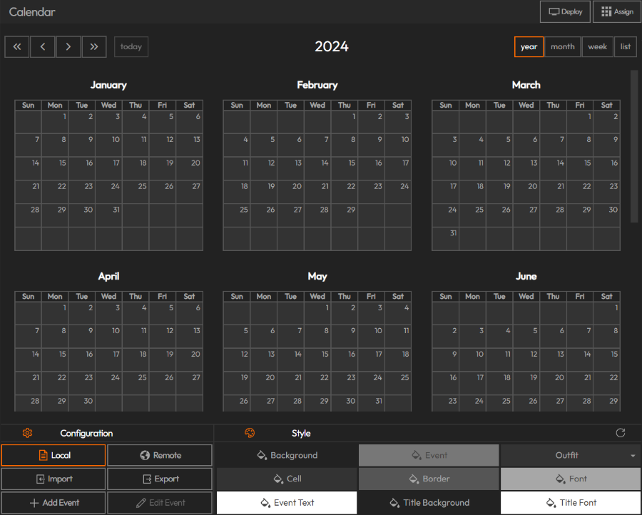calendar editor