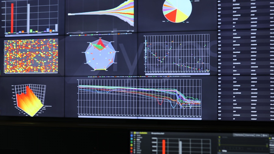 Collage of visualizations on a video wall 