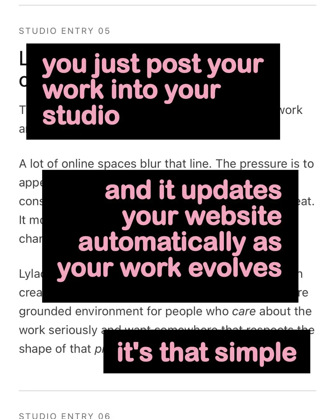 Post your work into your studio and it updates your website automatically, image 1