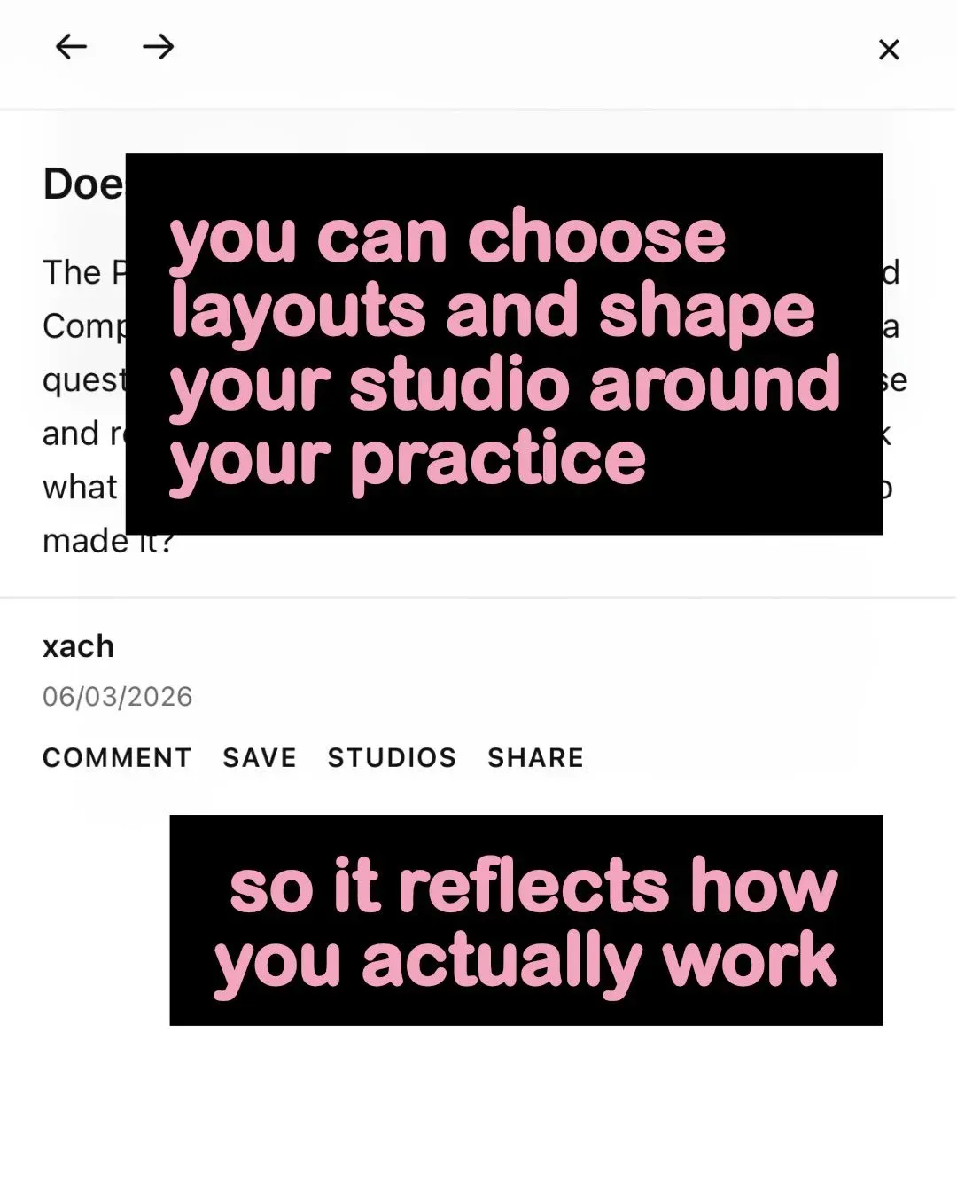 Post your work into your studio and it updates your website automatically, image 2