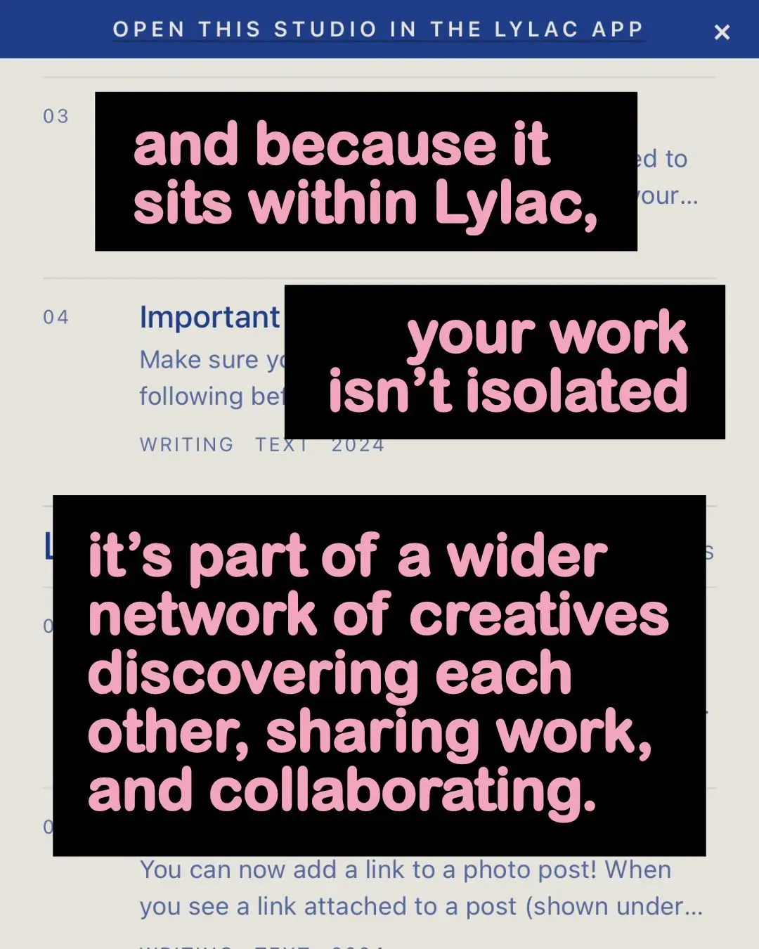 Post your work into your studio and it updates your website automatically, image 3