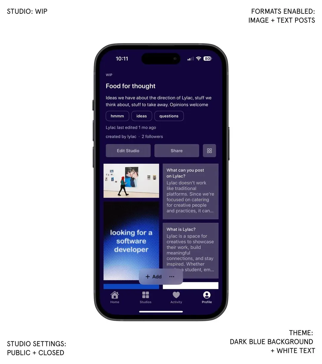 What is a studio on Lylac?, image 1