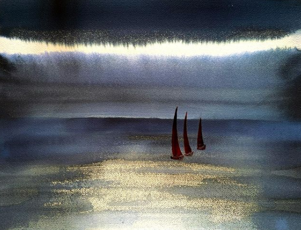 Tableau : Carmin sur mer.