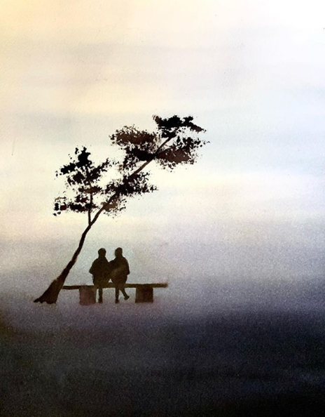 Tableau : Au creux de l'arbre .