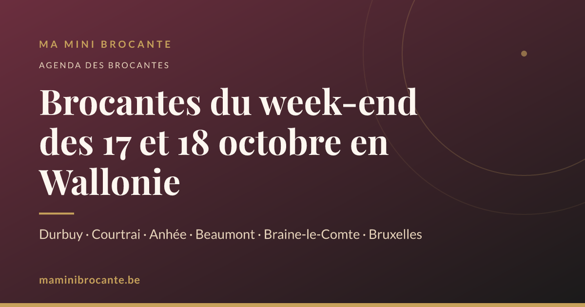 Brocantes du week-end des 17 et 18 octobre en Wallonie