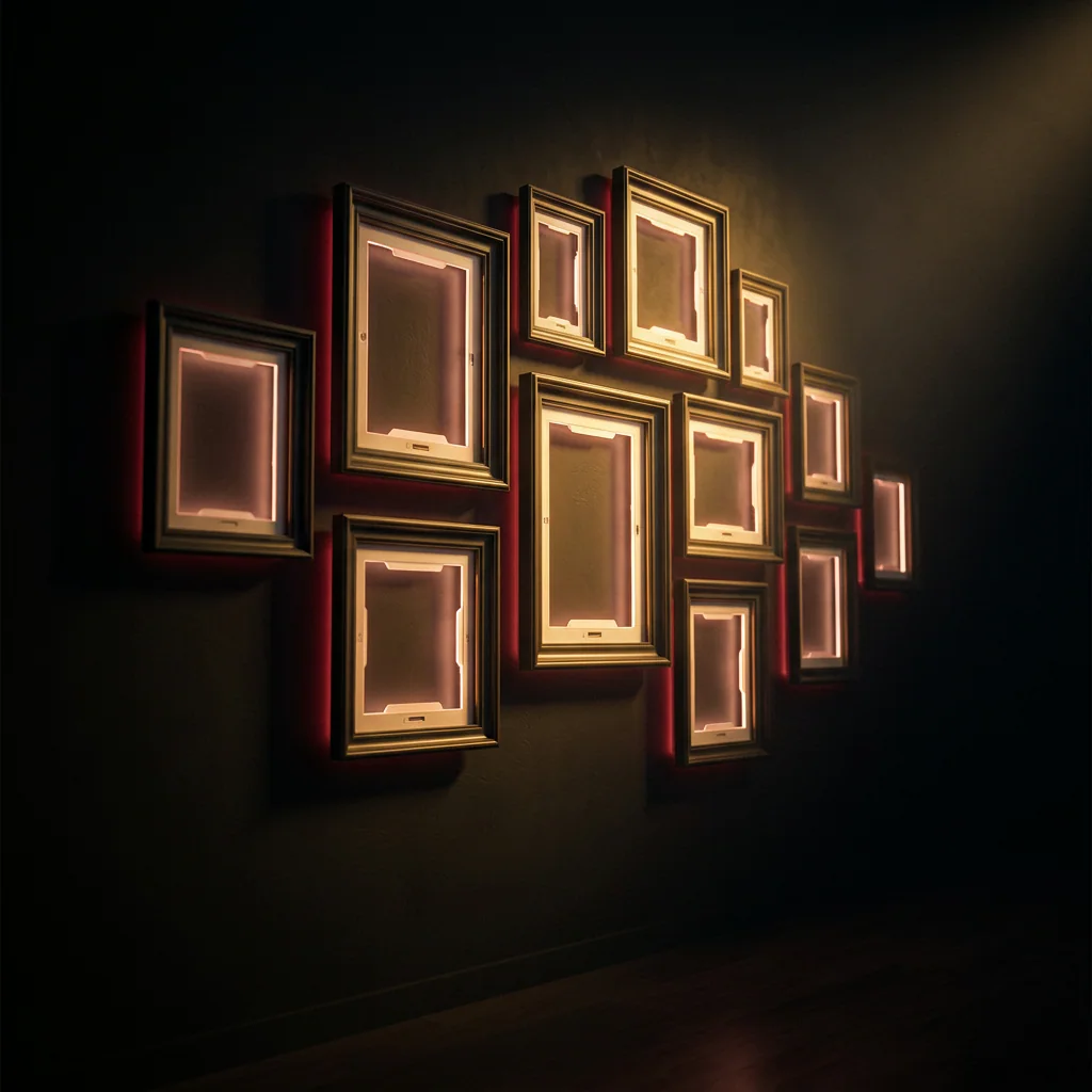 Illustration of a planned student showcase wall. Not a photograph of the centre.