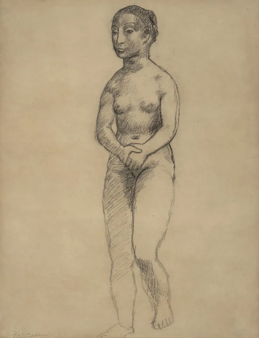 Пабло Пикассо, Femme nue debout aux mains croisées, 1906, карандаш на бумаге, 61,2 × 47,3 см, подписано (внизу слева). Эстимейт: 1 200 000–1 800 000 евро. © Christie’s Images Limited.