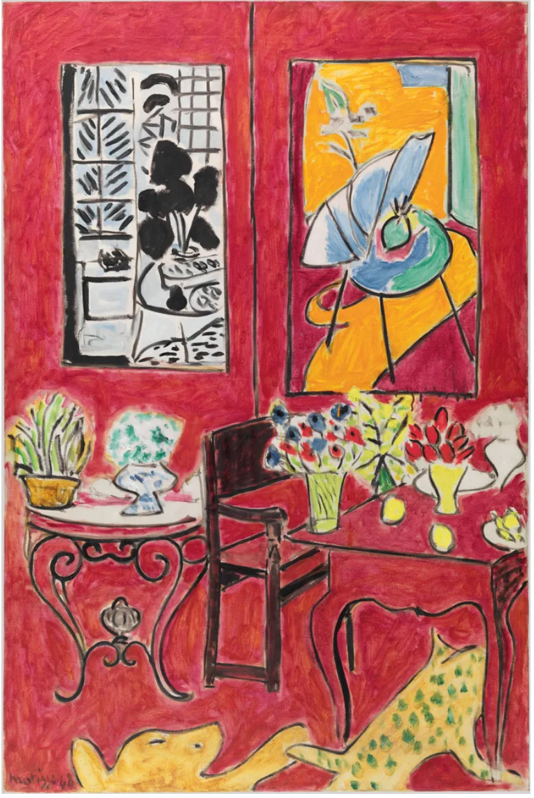 Большой красный интерьер», 1948, написано в Вансе, в вилле «Le Rêve», Diffusion image : GrandPalaisRmnPhot