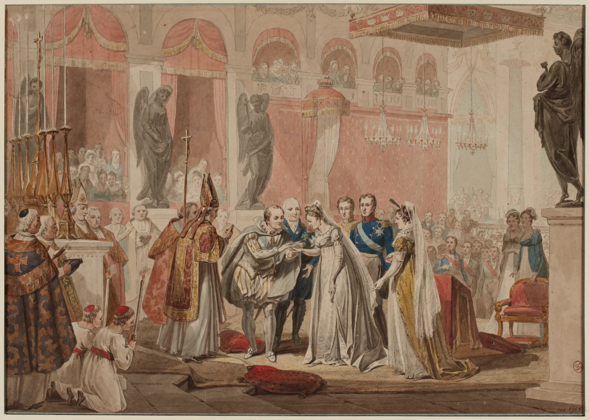 Брак герцога Беррийского и Марии-Каролины Неаполитанской, 17 июня 1816 года.  Художник Пьер Мартине (Париж, 1781 — после 1815)