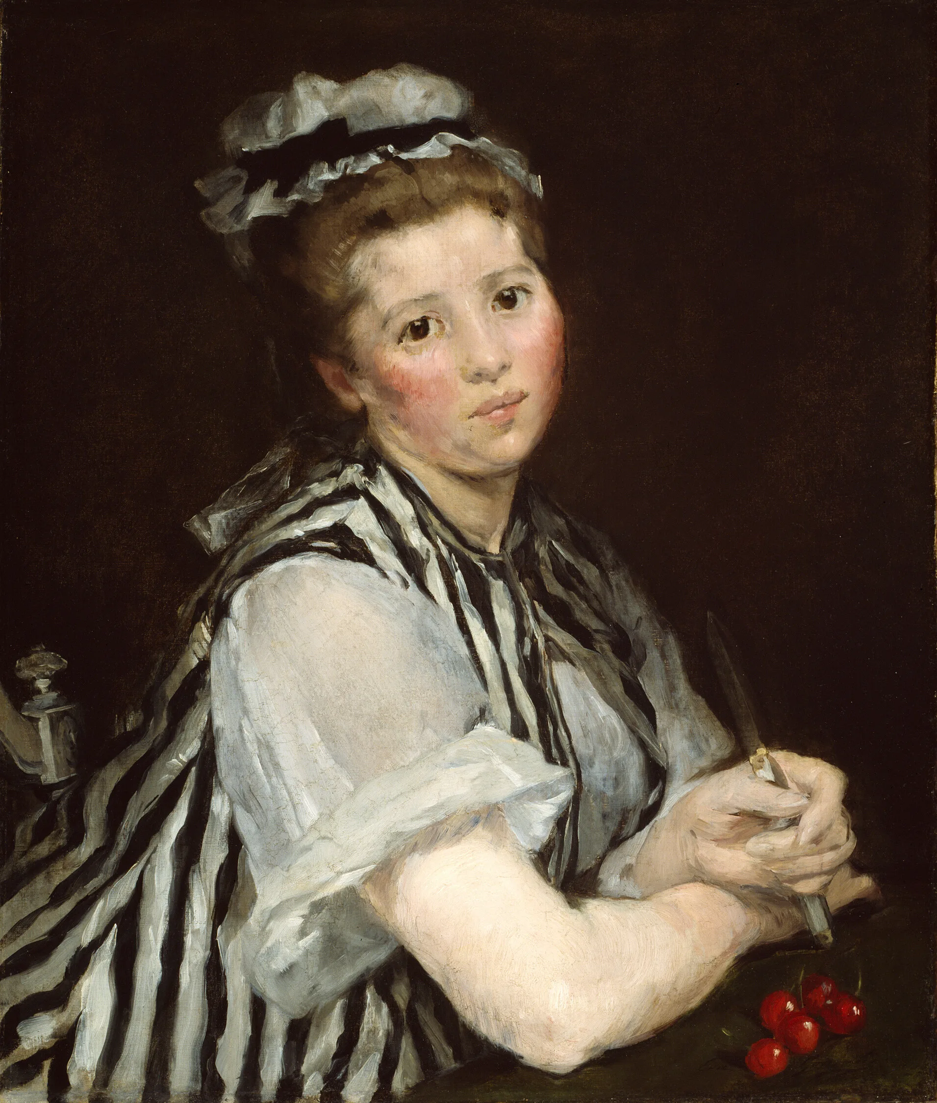 Ева Гонсалес, «Девушка с вишнями», около 1870.The Art Institute of Chicago Mr. and Mrs. Lewis Larned Coburn Memorial Collection.