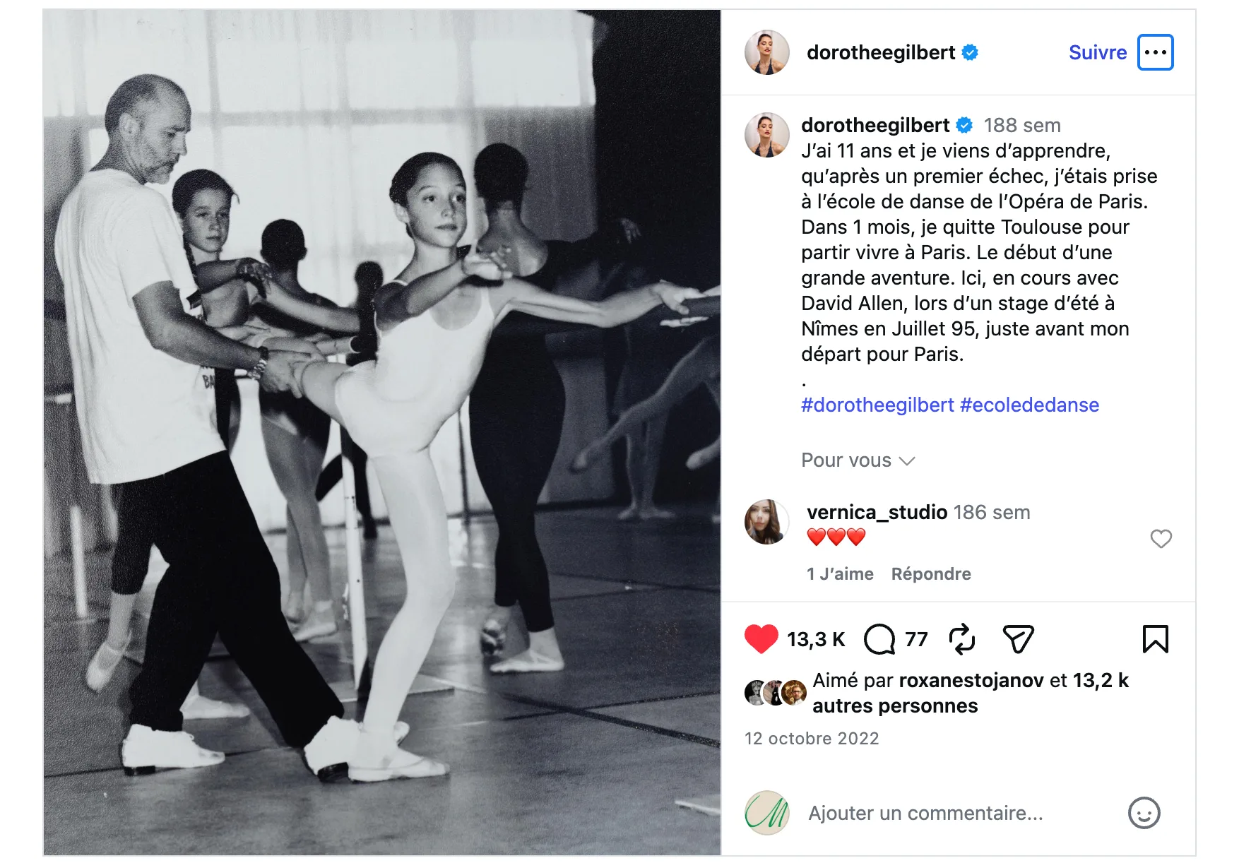 В 11 лет со второй попытки Дороте Жильбер поступила в школу Оперы  / instagram Dorothée Gilbert