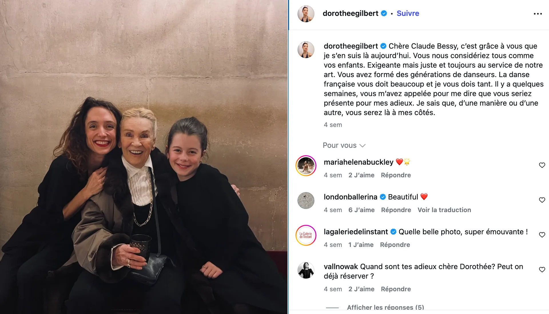 Дороте Жильбер с Клод Бесси и дочкой / (c) instagram Dorothée Gilbert