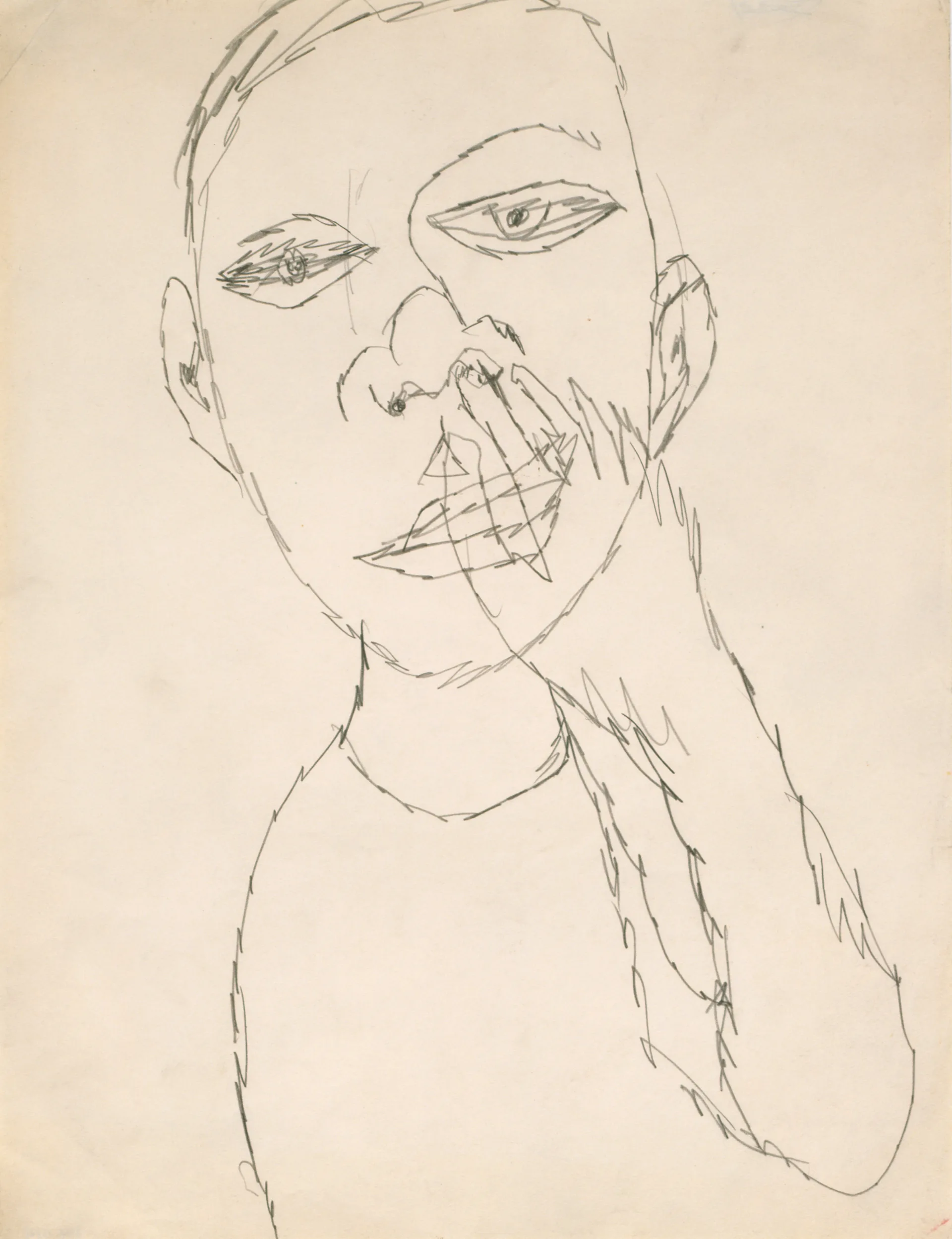 Энди Уорхол, «Мальчик, ковыряющийся в носу, по пояс», 1948–1949 © The Andy Warhol Foundation for the Visual Arts, Inc. Лицензия ADAGP, Париж, 2026.
