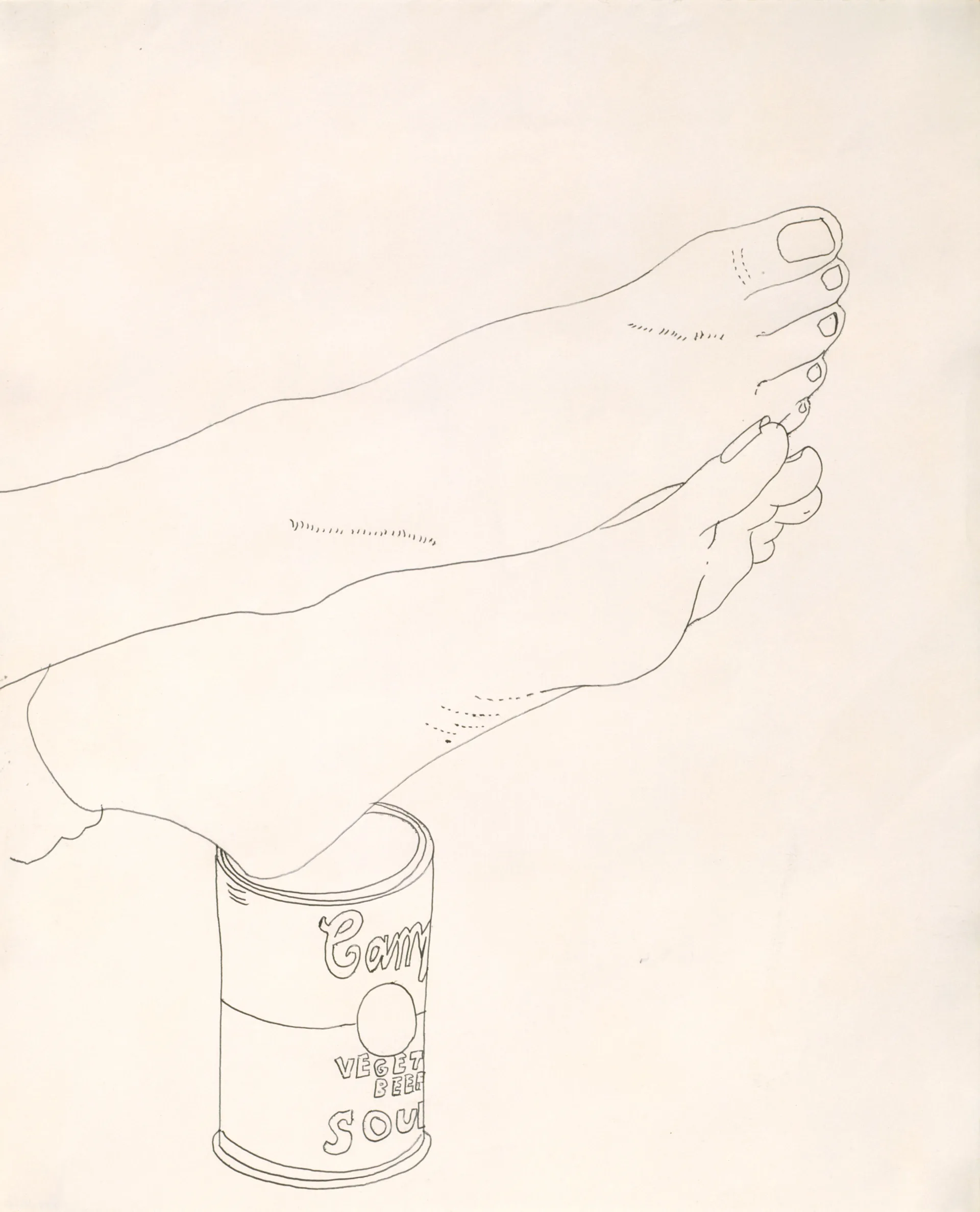 Энди Уорхол, «Ступни и банка супа Campbell’s», около 1961 года © The Andy Warhol Foundation for the Visual Arts, Inc. Лицензия ADAGP, Париж, 2026.
