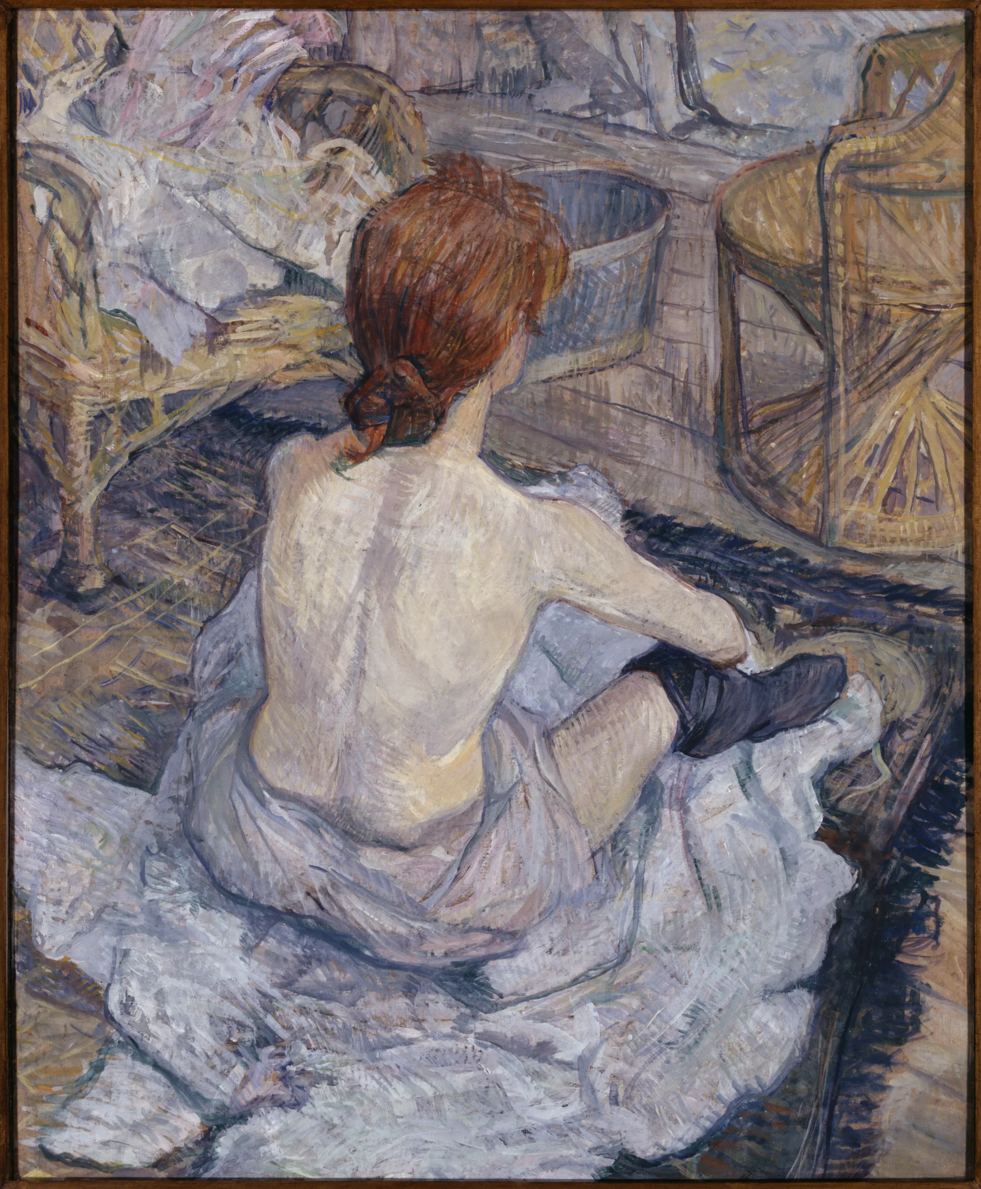 Анри де Тулуз-Лотрек. «Рыжеволосая (Утренний туалет)», 1889. Музей Орсе, Париж. Завещано Пьером Гужоном в 1914 году.