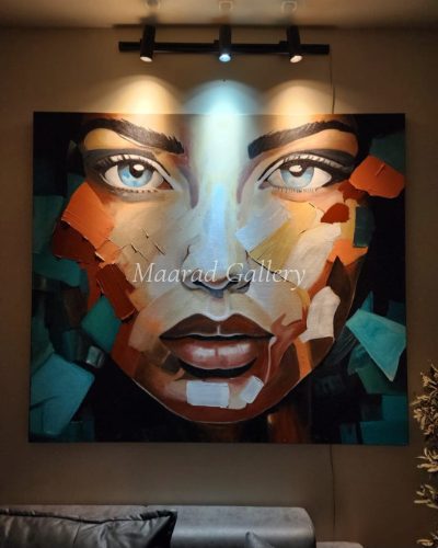Colorful Face Handpainted acrylic canvas artwork Unique and one of a kind piece