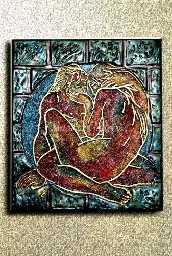 Seduction hand carved painting relief