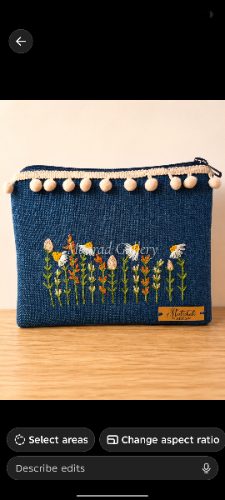 Very trend jeans cluch with hand embroidery