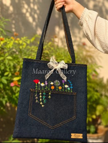 Denim flower bag