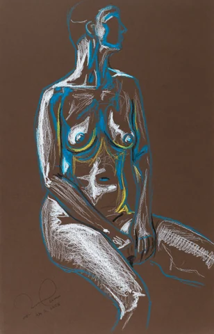 Seated figure, front view by Riley Adamson