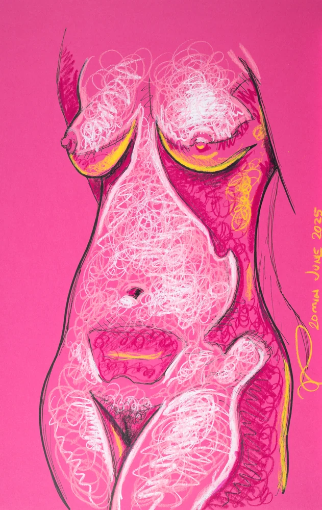 Seated figure, front view by Riley Adamson