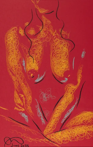 Seated figure, front view by Riley Adamson