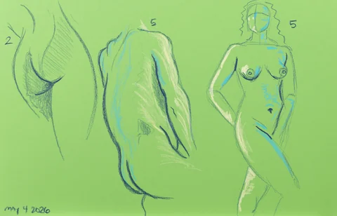 Gesture sheet, 3 poses by Riley Adamson