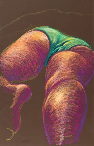 Lying-prone figure, from-below view by Riley Adamson