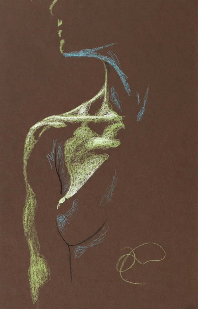 Seated figure, front view by Riley Adamson