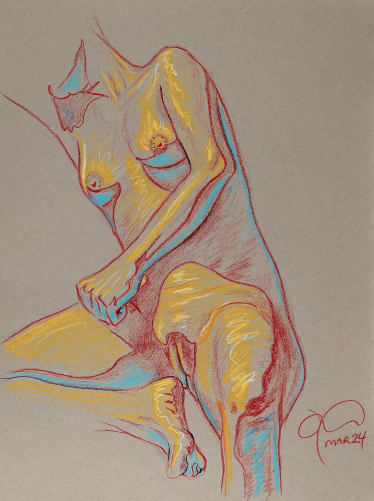 Seated figure, front view by Riley Adamson