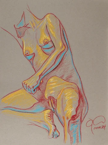 Seated figure, front view by Riley Adamson