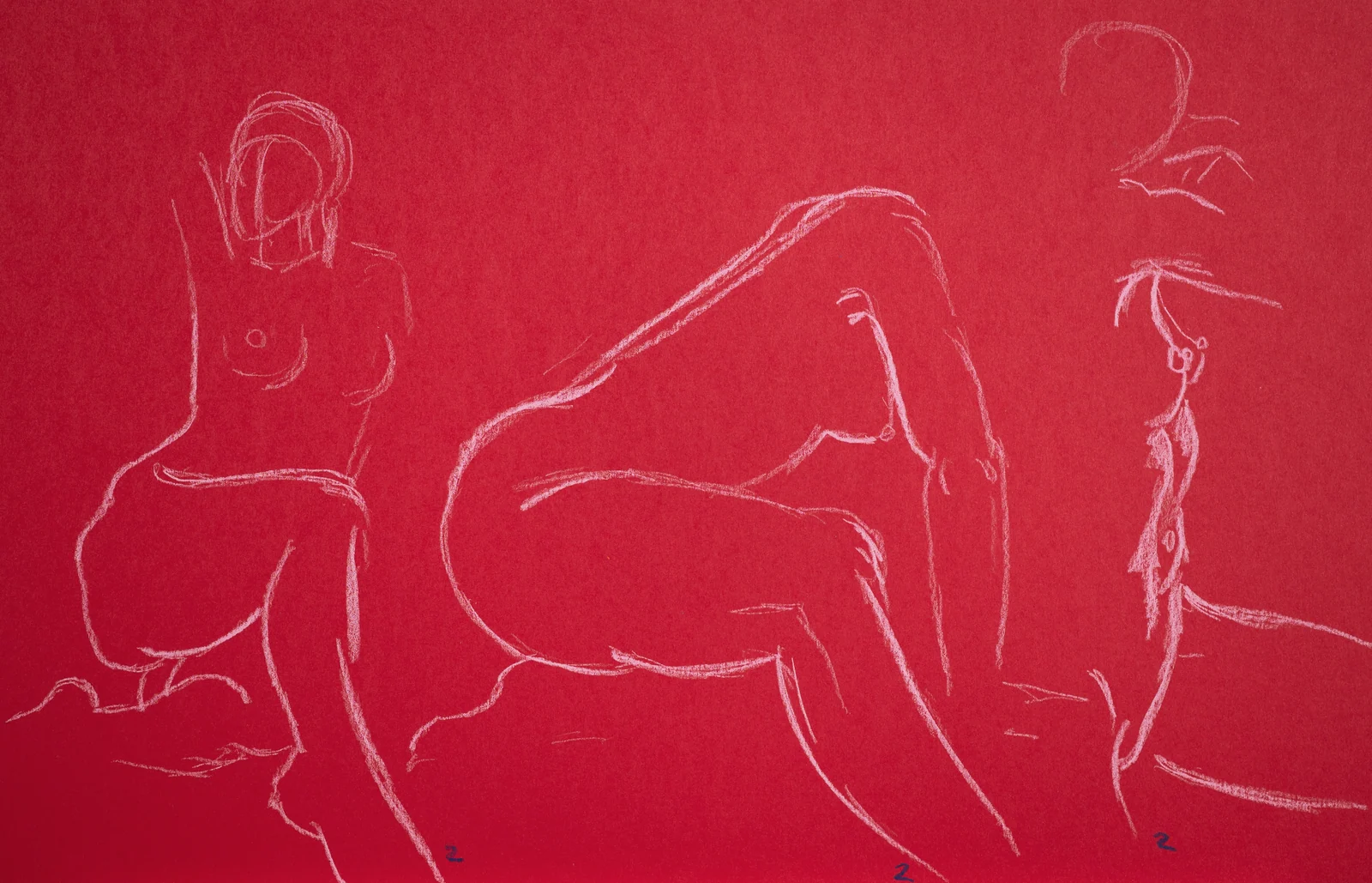 Gesture sheet, 3 poses by Riley Adamson