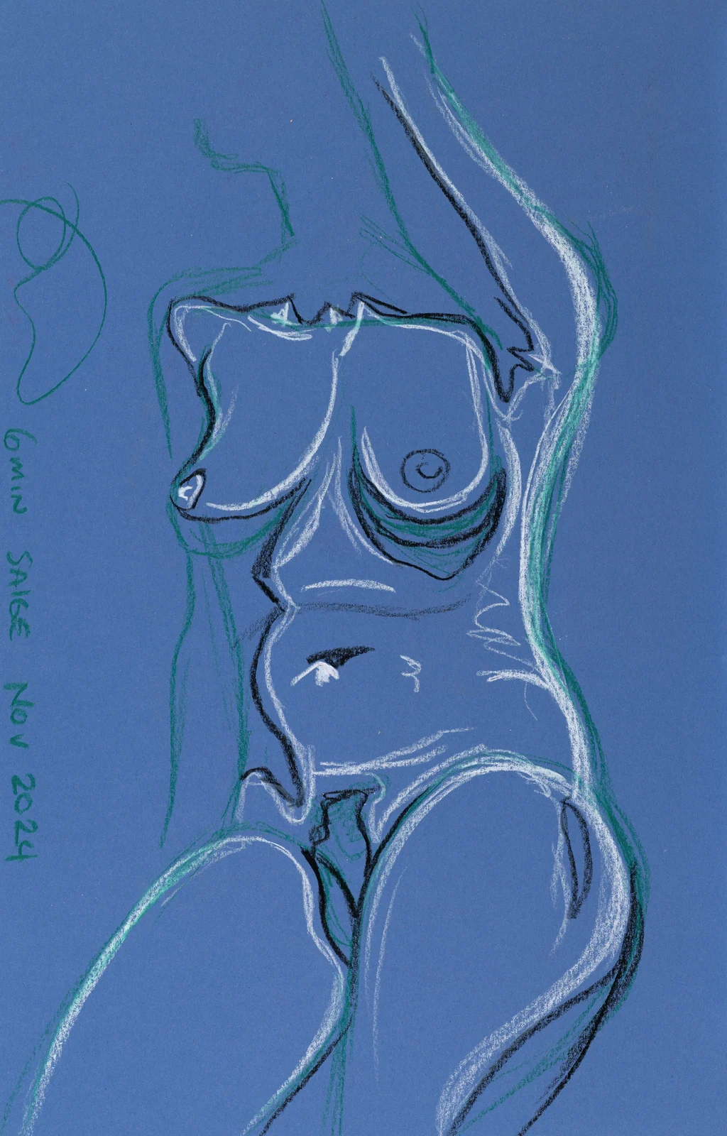 Seated figure, front view by Riley Adamson