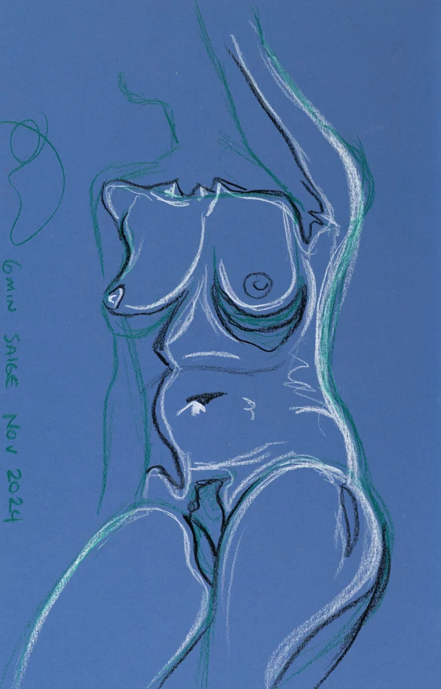 Seated figure, front view by Riley Adamson