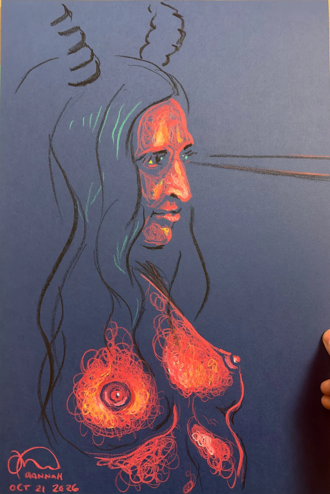Figure drawing, side view by Riley Adamson
