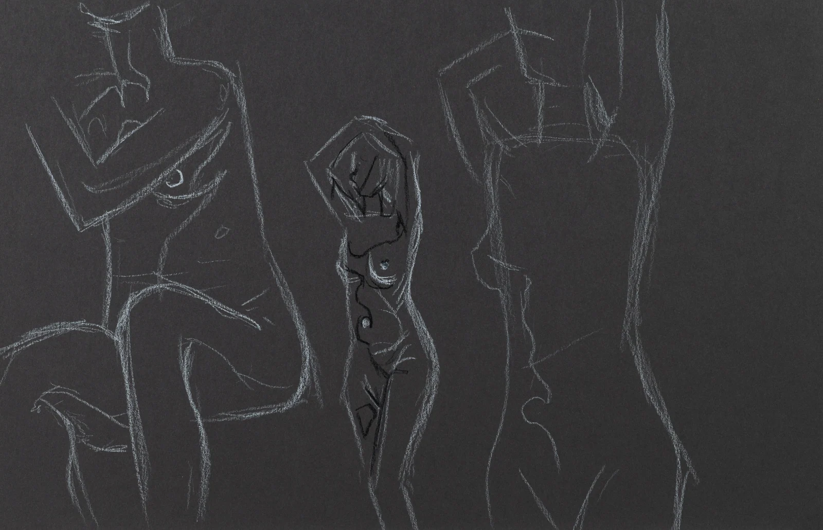 Gesture sheet, 3 poses by Riley Adamson