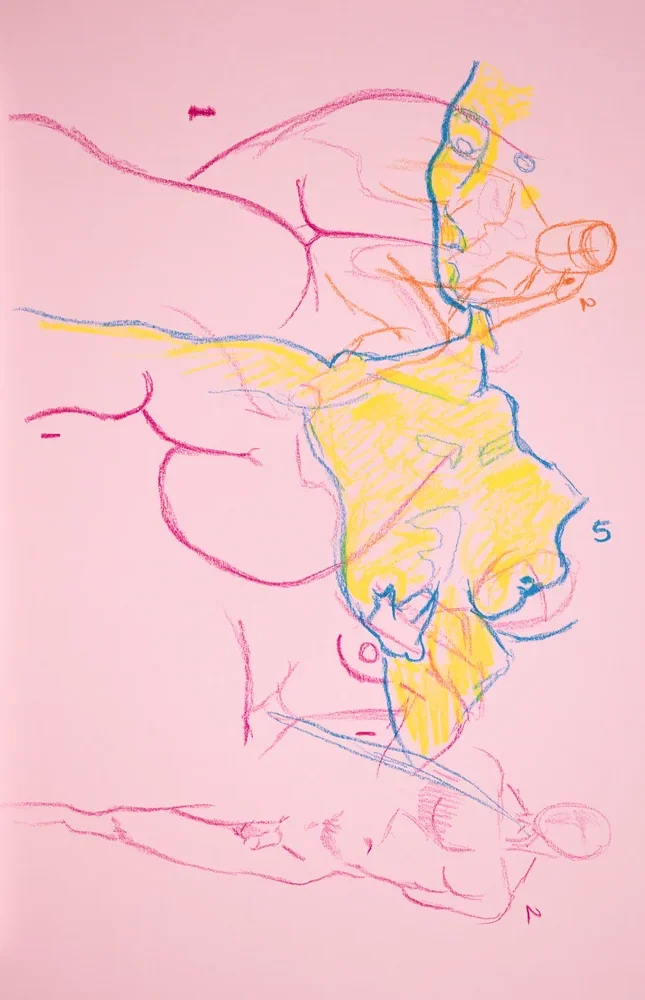 Gesture sheet, 5 poses by Riley Adamson