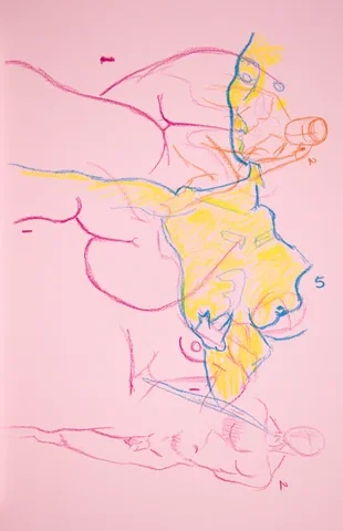 Gesture sheet, 5 poses by Riley Adamson
